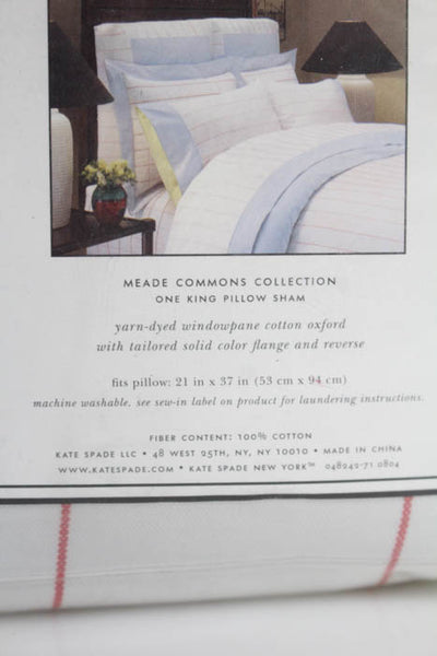 Kate Spade White Red Plaid King Size Pillow Sham New In Package $100