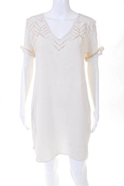 Rebecca Minkoff Beige Silk Blend Short Sleeve Knit Dress Size Small