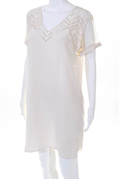 Rebecca Minkoff Beige Silk Blend Short Sleeve Knit Dress Size Small