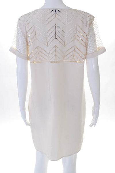 Rebecca Minkoff Beige Silk Blend Short Sleeve Knit Dress Size Small