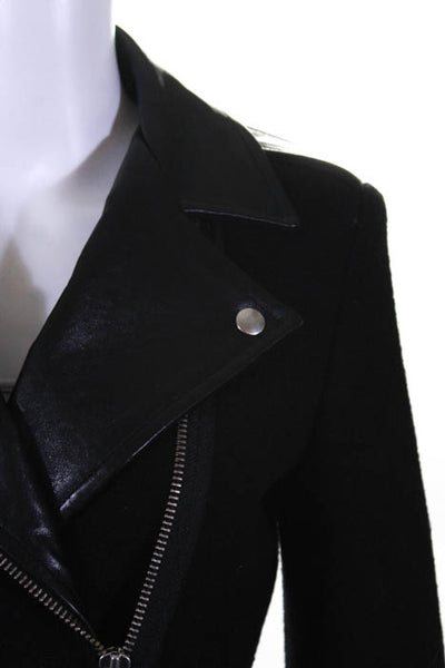 Sandro Black Wool Long Sleeve Zip Up Jacket Size European 36
