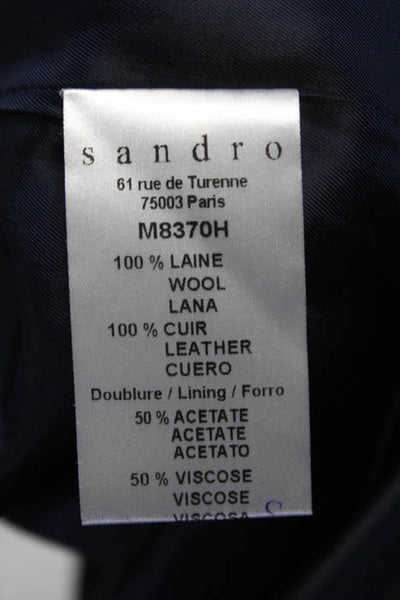 Sandro Black Wool Long Sleeve Zip Up Jacket Size European 36