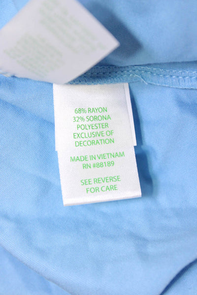 Lilly Pulitzer Womens Blue Rayon Sleeveless Round Neck Basic Tank Size S