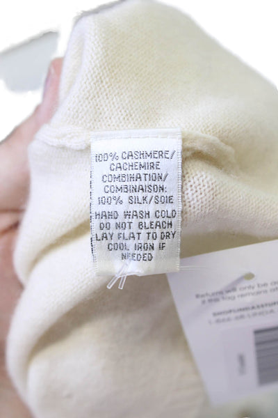 Cynthia Cynthia Steffe Women Sweater Cashmere Ivory Crew Short Sleeve Size S