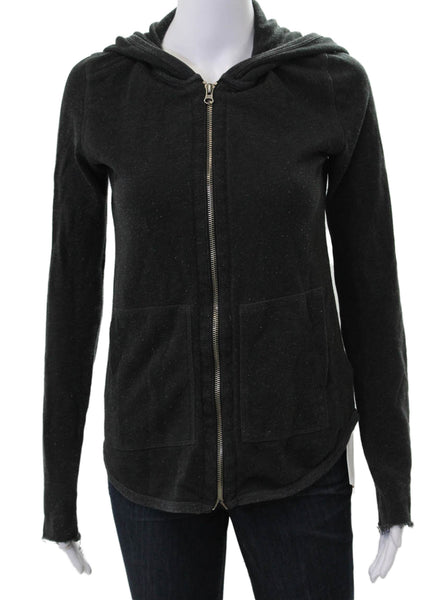 ATM Women Full Zip Cotton Hoodie Gray Size S