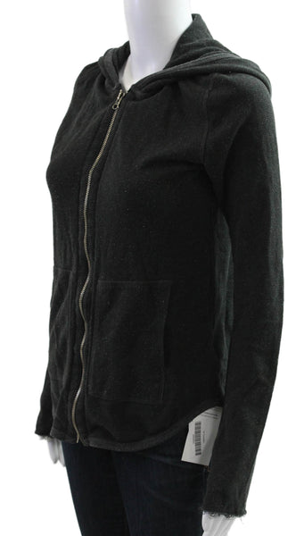 ATM Women Full Zip Cotton Hoodie Gray Size S