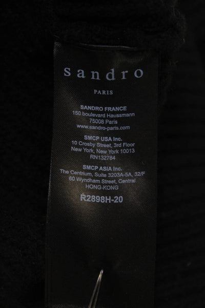 Sandro Women Sweater Dress Black Wool Mock Neck Long Sleeve Knee Length Size 34