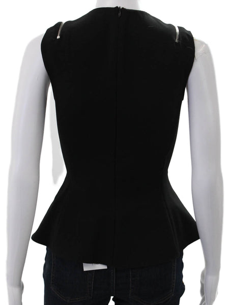 Zara Woman Women Sleeveless Black V-Neck Polyester Blend Zip Blouse Size S