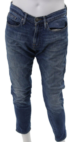Frame Unisex Adults Skinny Jeans Blue Button Cotton Solid Size 31