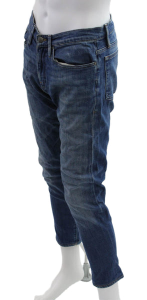 Frame Unisex Adults Skinny Jeans Blue Button Cotton Solid Size 31