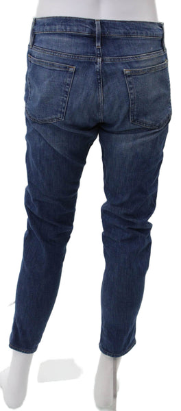 Frame Unisex Adults Skinny Jeans Blue Button Cotton Solid Size 31