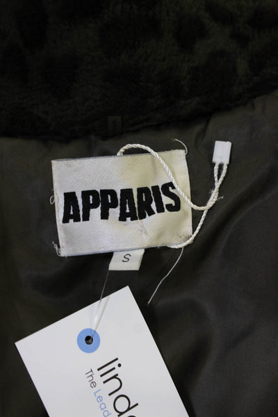 Apparis Womens Green Animal Print Overcoat Polyester Button Fall Size S