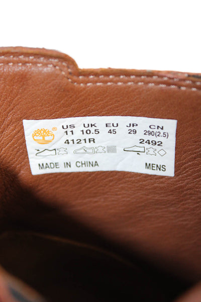 Timberland Mens Leather Slip On Ankle Boots Brown Size 11