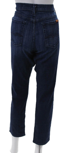 7 For All Mankind Womens Straight Jeans Blue Button Mid Rise Size 29