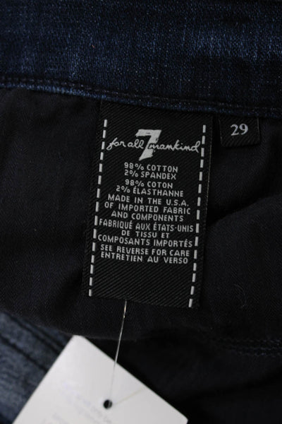7 For All Mankind Womens Straight Jeans Blue Button Mid Rise Size 29