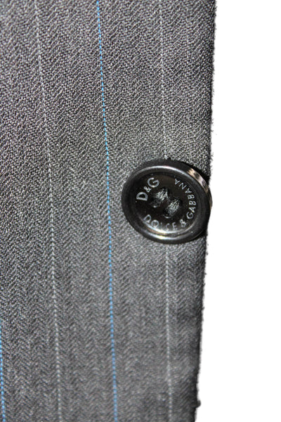 Dolce & Gabbana Mens Striped Gray Viscose Blazer Size 52