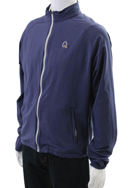 Peter Millar Mens Windbreaker Blue Zip Polyester Blend Long Sleeve Size M