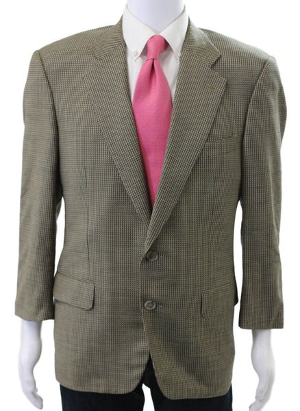 Ermenegildo Zegna Mens Blue Wool Check Blazer Size 48