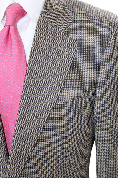 Ermenegildo Zegna Mens Blue Wool Check Blazer Size 48