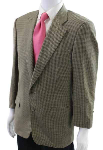 Ermenegildo Zegna Mens Blue Wool Check Blazer Size 48
