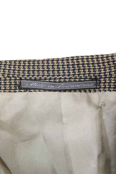 Ermenegildo Zegna Mens Blue Wool Check Blazer Size 48