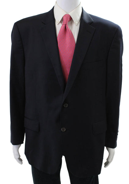 Peter Millar Mens Blue Wool Blazer Button Closure Size 46