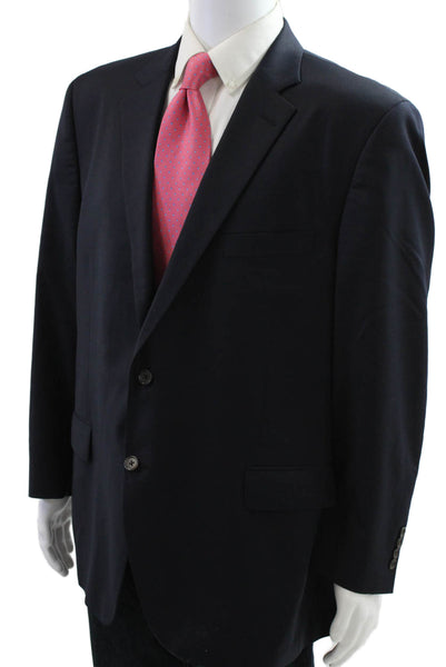 Peter Millar Mens Blue Wool Blazer Button Closure Size 46