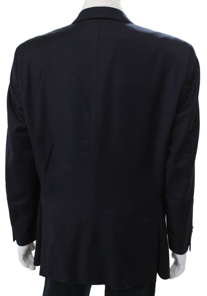 Peter Millar Mens Blue Wool Blazer Button Closure Size 46