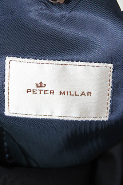 Peter Millar Mens Blue Wool Blazer Button Closure Size 46