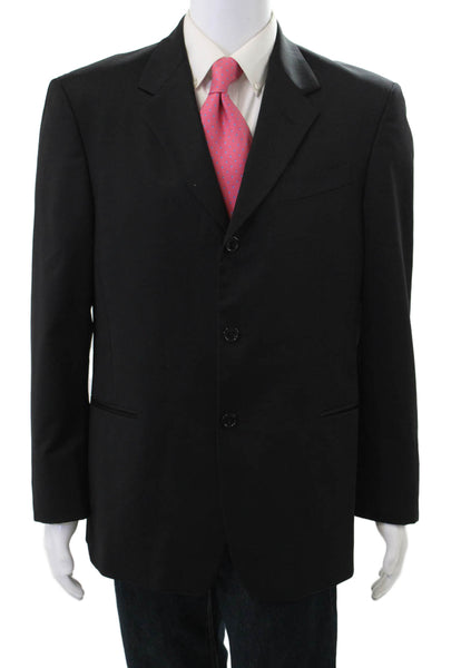 Donna Karan Mens Wool Black Blazer Button Closure Size 36