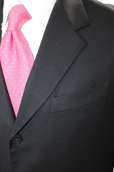 Donna Karan Mens Wool Black Blazer Button Closure Size 36