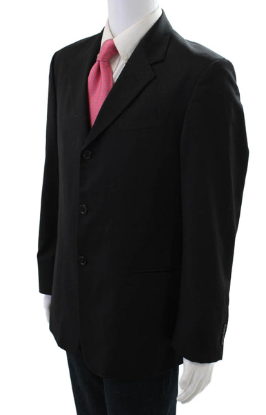 Donna Karan Mens Wool Black Blazer Button Closure Size 36