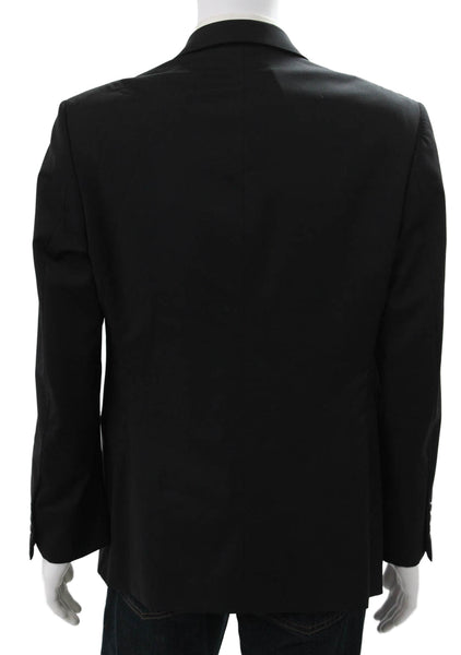 Donna Karan Mens Wool Black Blazer Button Closure Size 36