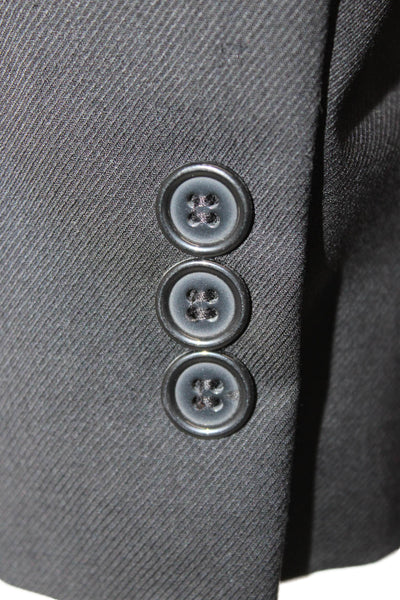 Donna Karan Mens Wool Black Blazer Button Closure Size 36