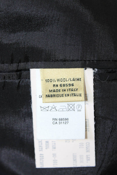 Donna Karan Mens Wool Black Blazer Button Closure Size 36