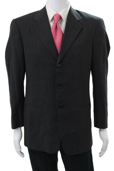 Armani Collezioni Mens Blazer Gray Wool Herringbone Button Size 38