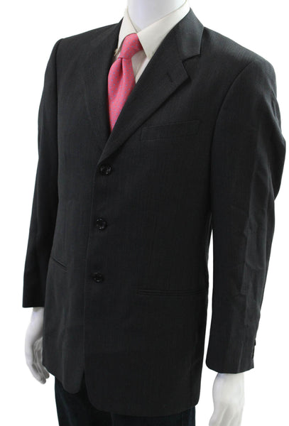 Armani Collezioni Mens Blazer Gray Wool Herringbone Button Size 38