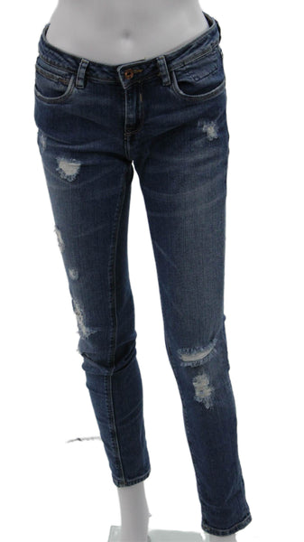 Zara Trafaluc Womens Skinny Jeans Blue Denim Low Rise Inseam 31 Size 4