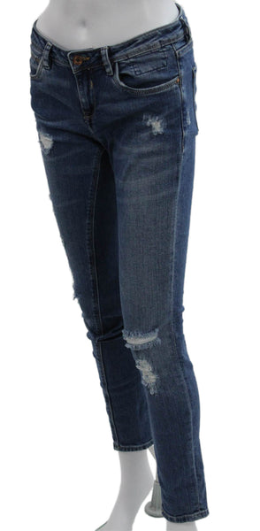 Zara Trafaluc Womens Skinny Jeans Blue Denim Low Rise Inseam 31 Size 4