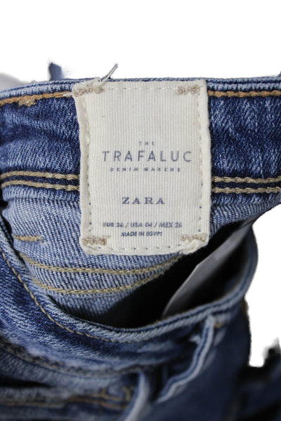 Zara Trafaluc Womens Skinny Jeans Blue Denim Low Rise Inseam 31 Size 4