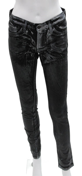 AG Adriano Goldschmied Women Skinny Black Striped Mid Rise Jeans Size 27