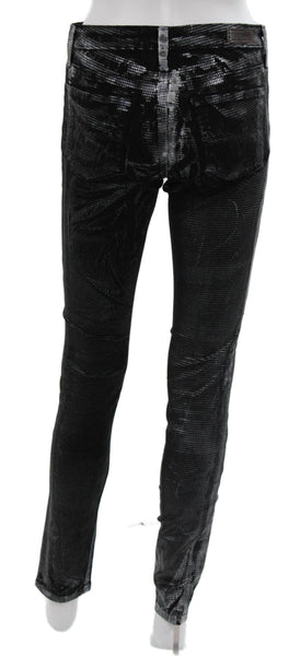AG Adriano Goldschmied Women Skinny Black Striped Mid Rise Jeans Size 27