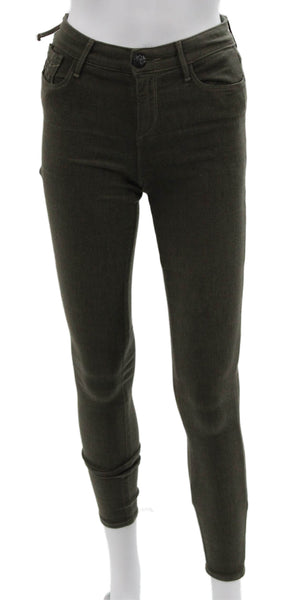 Habitual Women Skinny Jeans Green Rayon Mid Rise Button Size 27