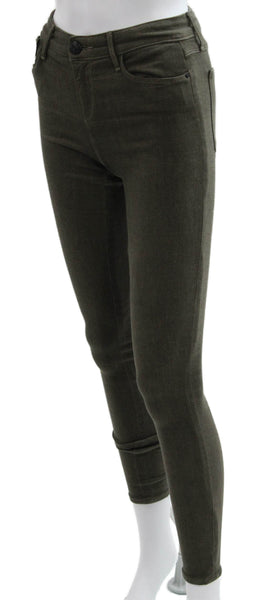 Habitual Women Skinny Jeans Green Rayon Mid Rise Button Size 27