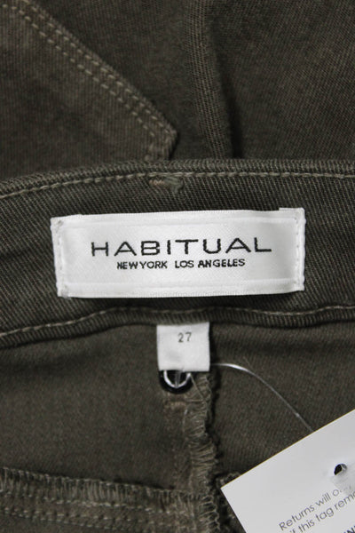 Habitual Women Skinny Jeans Green Rayon Mid Rise Button Size 27