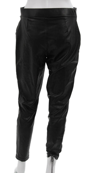 Vince Camuto Women Black Polyurethane Ankle Leggings Zip Closure Size S