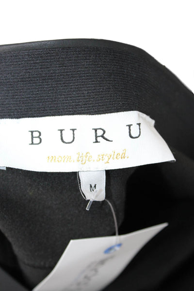 Buru Womens Cropped Black Polyurethane Maternity Leggings Size M