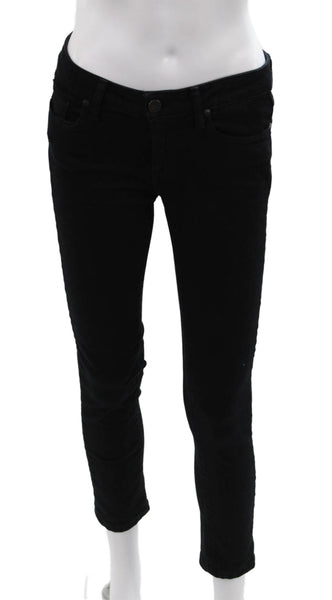 Paige Womens Skinny Black Jeans Low Rise Cotton Blend Inseam 27 Size 26