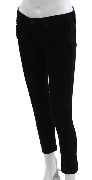 Paige Womens Skinny Black Jeans Low Rise Cotton Blend Inseam 27 Size 26