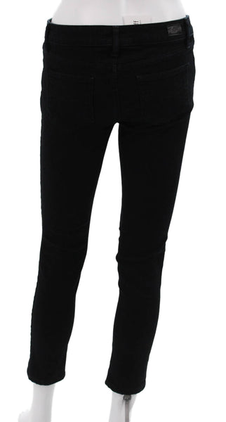 Paige Womens Skinny Black Jeans Low Rise Cotton Blend Inseam 27 Size 26